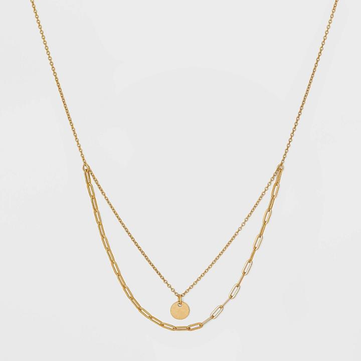 Sterling Silver Layered Chain Necklace - Universal Thread Gold