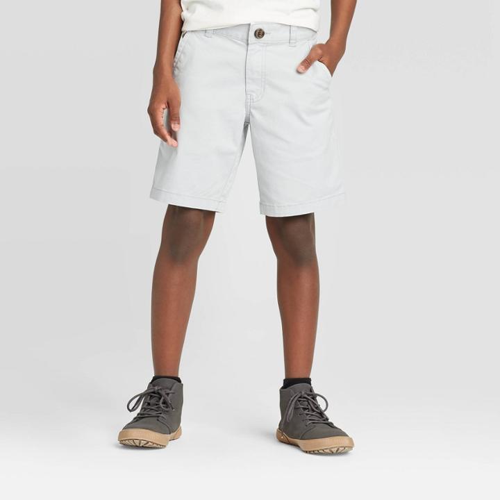 Boys' Stretch Flat Front Chino Shorts - Cat & Jack Gray