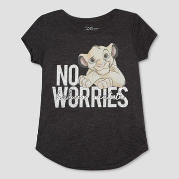 Girls' The Lion King Simba Short Sleeve T-shirt - Charcoal