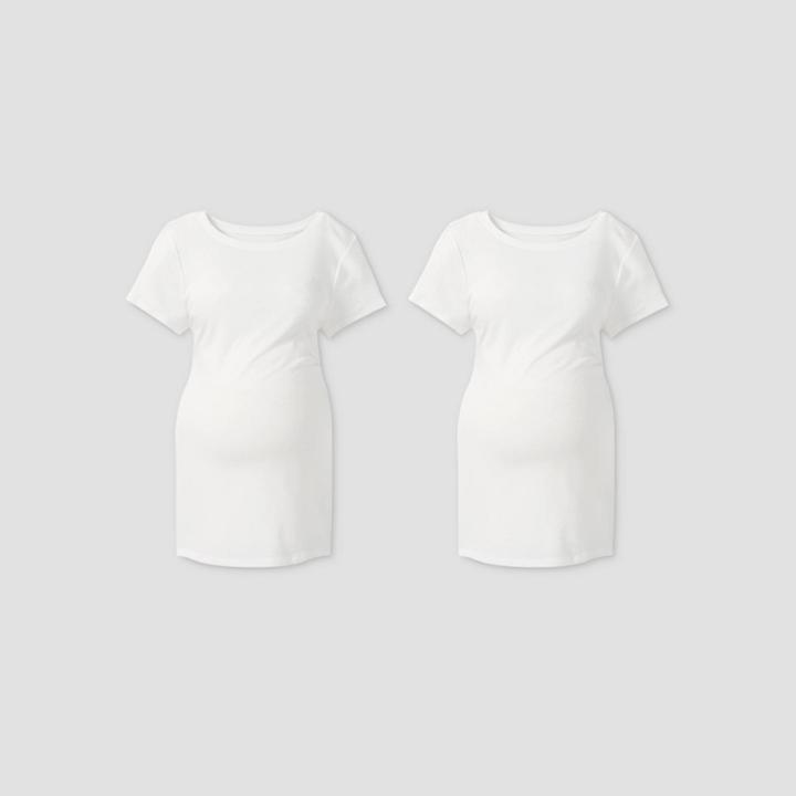 Maternity Short Sleeve Non Shirred T-shirt - Isabel Maternity By Ingrid & Isabel White