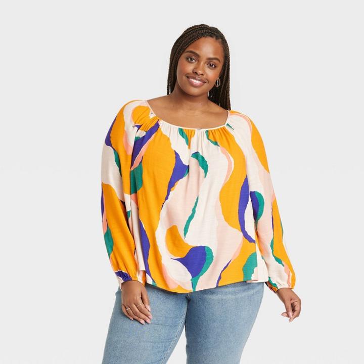 Women's Plus Size Balloon Long Sleeve Blouse - Ava & Viv Xxl,