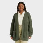 Women's Plus Size Open-front Cardigan - Universal Thread Green