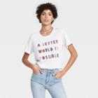 Mighty Fine Women's A Better World Is Possible Short Sleeve Graphic T-shirt - White