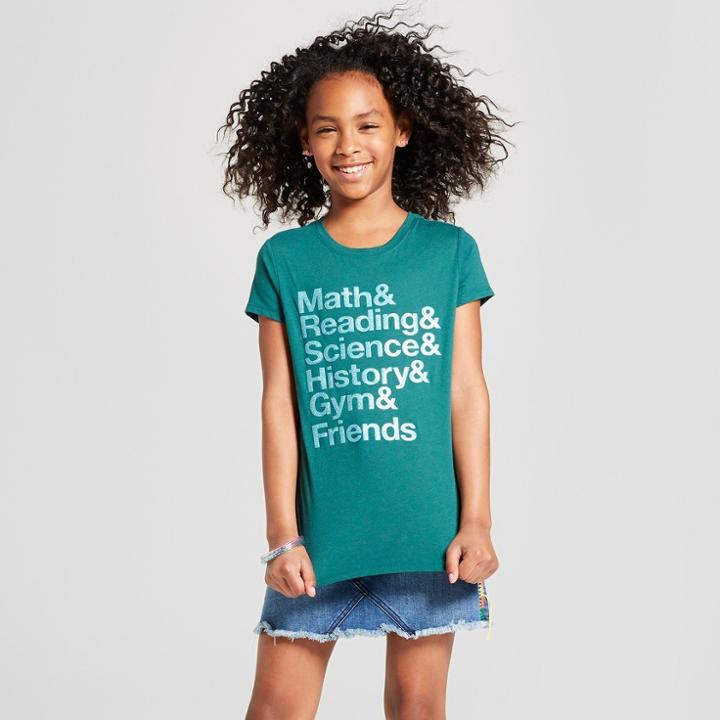 Girls' Short Sleeve Math & Reading Graphic T-shirt - Cat & Jack Green