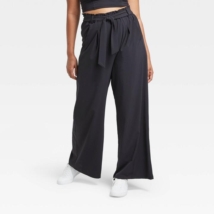 Women's Stretch Woven Wide Leg Pants 29.5 - All In Motion Black
