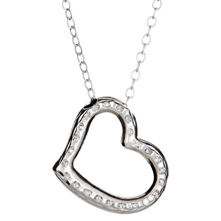 Target Sterling Silver Heart Pendant With Diamond Accents - White, Women's
