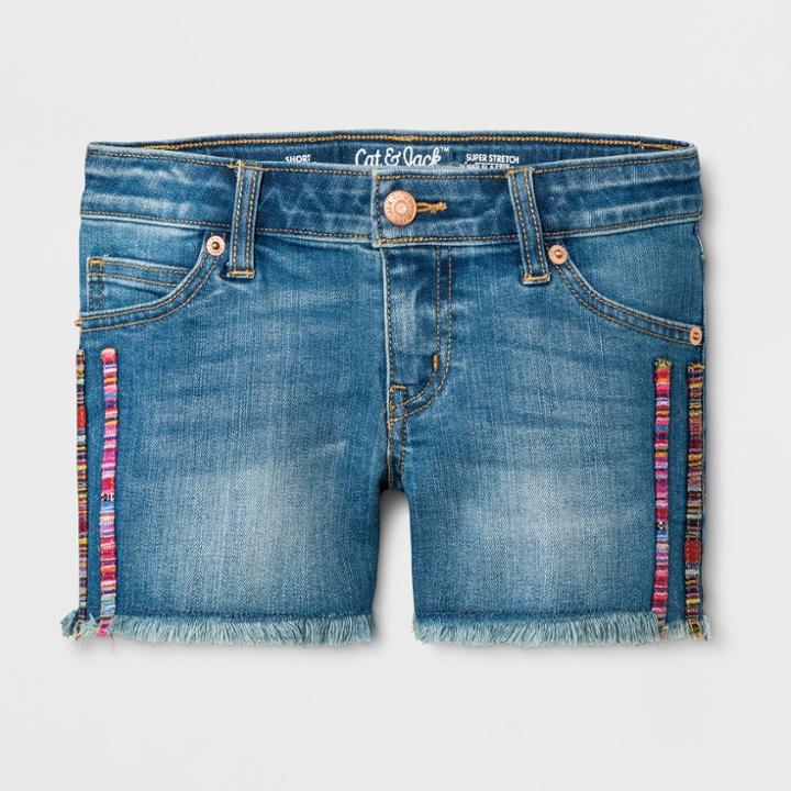 Girls' Denim Shorts With Side Tape Detail - Cat & Jack