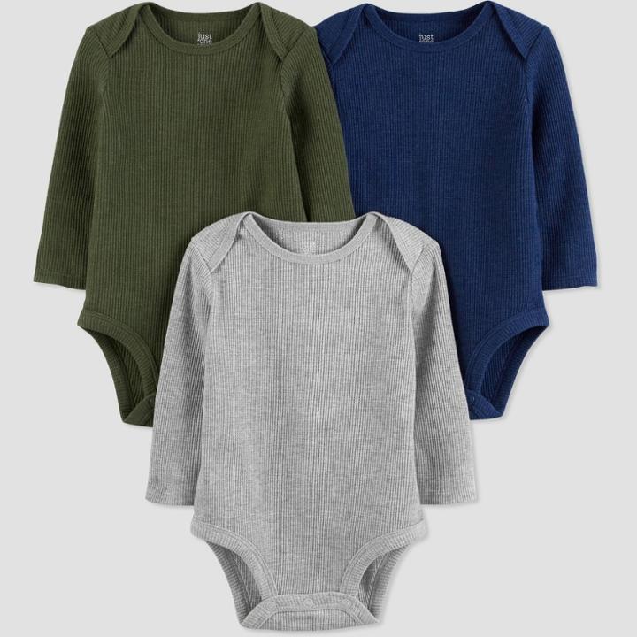Baby Boys' 3pk Solid Bodysuit - Just One You Made By Carter's Green/gray/blue