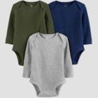 Baby Boys' 3pk Solid Bodysuit - Just One You Made By Carter's Green/gray/blue