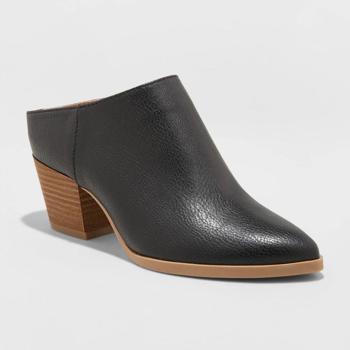 Women's Makana Faux Leather Heeled Mule - Universal Thread Black