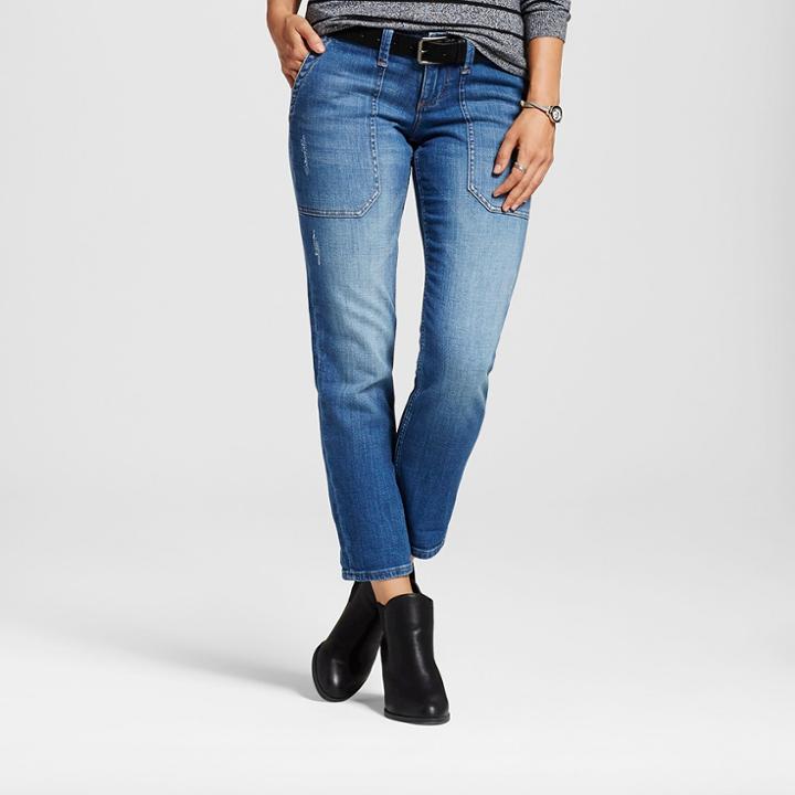 Crafted By Lee Women's Utility Boyfriend Straight Leg Jean Vintage Frost 14 Medium - Crafted By