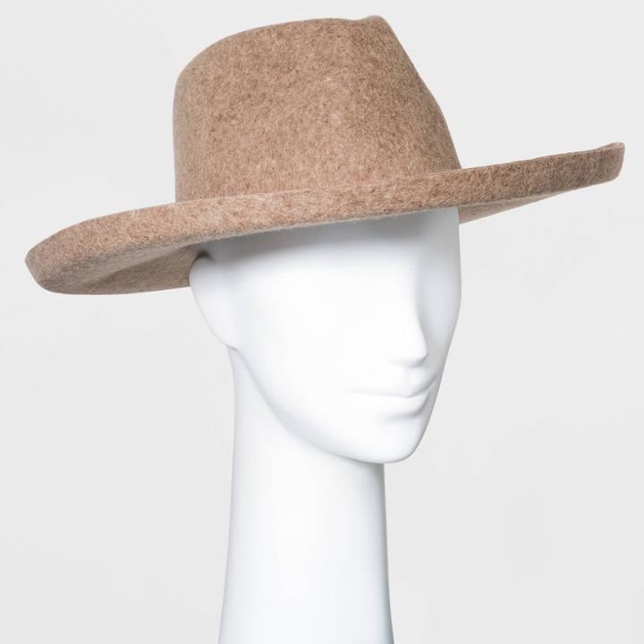 Women's Wide Brim Felt Fedora Hat - Universal Thread Oatmeal