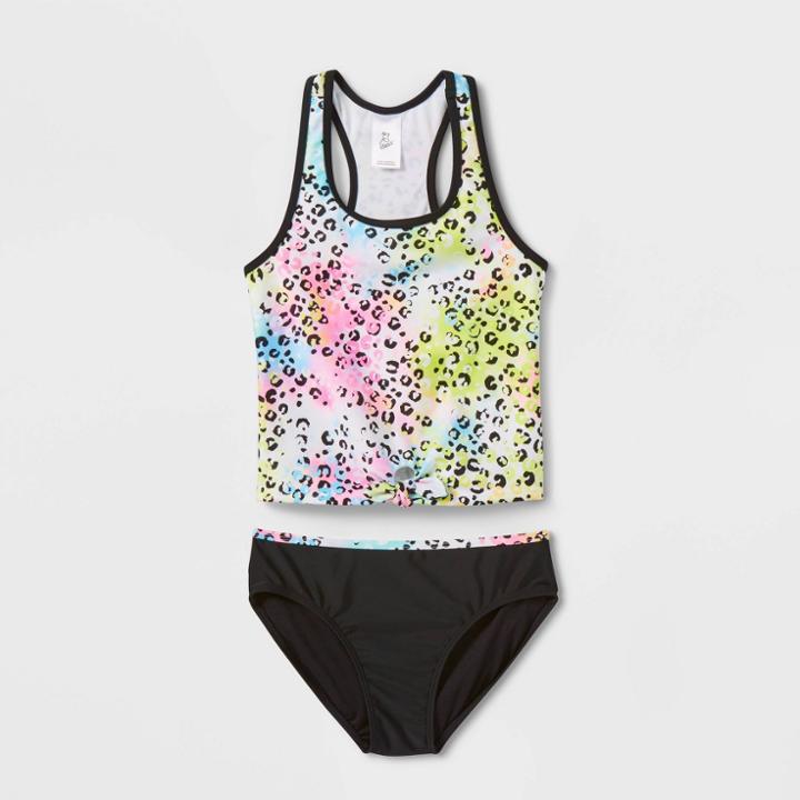 Girls' Leopard Print 2pc Tankini Set - Art Class