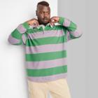 Adult Extended Size Long Sleeve Rugby Polo Shirt - Original Use Green/striped