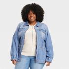 Women's Plus Size Utility Jacket - Knox Rose Blue Denim