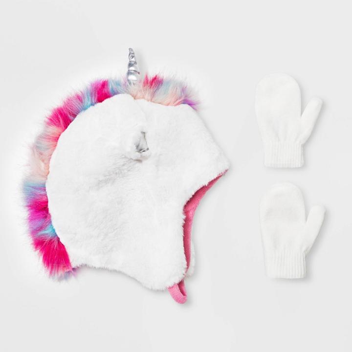 Toddler Girls' Fleece Trapper & Magic Mittens Set - Cat & Jack 2t-5t, Girl's,