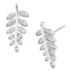 Target Sterling Silver Cubic Zirconia Leaf Stud Earring - Silver/clear, Women's