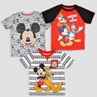 Toddler Boys' 3pk Disney Mickey Mouse & Friends Short Sleeve T-shirt - Black/red 3t,