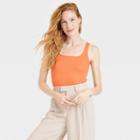 Women's Slim Fit Square Neck Tank Top - A New Day Orange