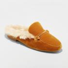 Women's Rebe Velvet Faux Fur Backless Mules - A New Day Gold