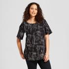 Maternity Short Sleeve Printed Woven Top - Isabel Maternity By Ingrid & Isabel Black