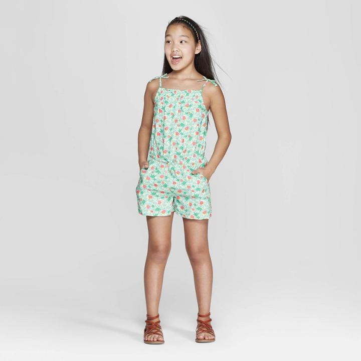 Girls' Woven Romper - Cat & Jack Green
