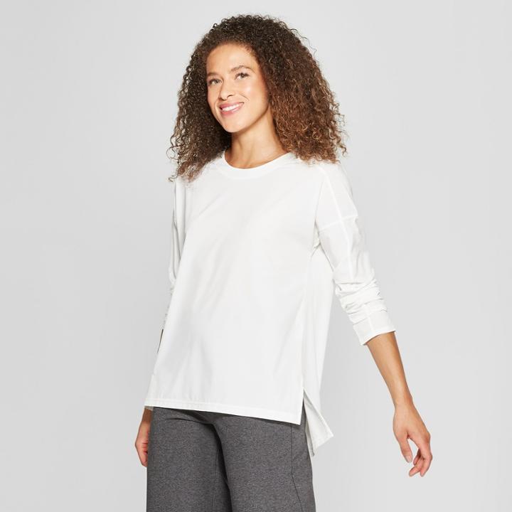 Mpg Sport Women's Long Sleeve Laser Cut Top - White