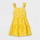 Toddler Girls' Tie-back Floral Tank Dress - Art Class Yellow