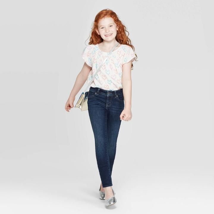 Girls' Ultimate Stretch Skinny Jeans - Cat & Jack Dark Wash 6x Slim, Dark Blue