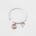 No Brand Stainless Steel 'mom Love You' Cubic Zirconia Crystal Double Heart Bangle Bracelet -