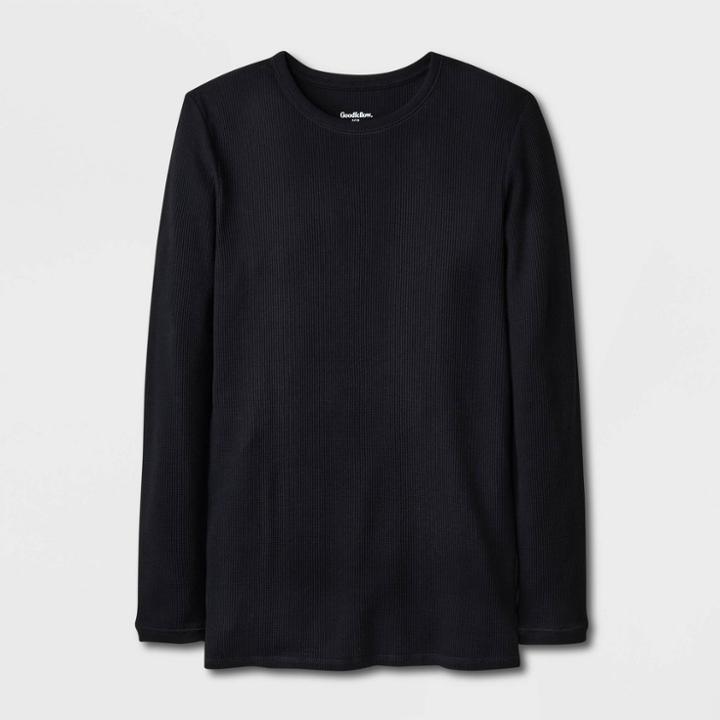 Men's Relaxed Fit Long Sleeve Thermal Underwear Shirt - Goodfellow & Co Black