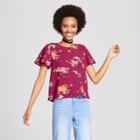 Women's Floral Woven T-shirt - Xhilaration (juniors') Berry M, Size:
