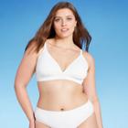 Juniors' Plus Size Ribbed Triangle Bikini Top - Xhilaration White