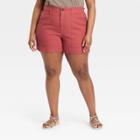 Women's Plus Size High-rise Shorts - A New Day Dark Pink