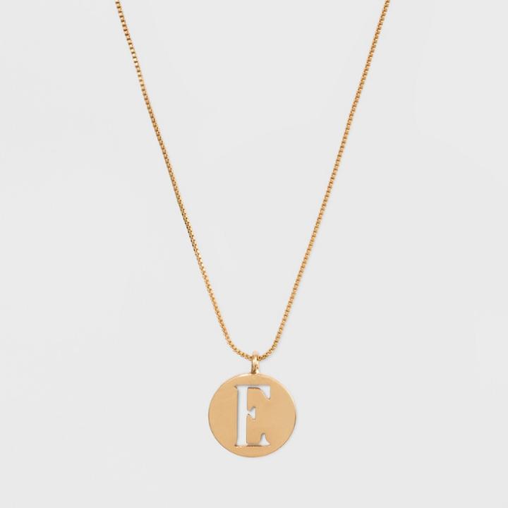 Gold Plated Initial E Pendant Necklace - A New Day Gold, Gold - E