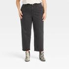 Women's Plus Size Curvy Fit High-rise Vintage Straight Cropped Jeans - Universal Thread Black
