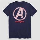 Men's Marvel Avengers Line Art Logo Short Sleeve Graphic T-shirt - Navy