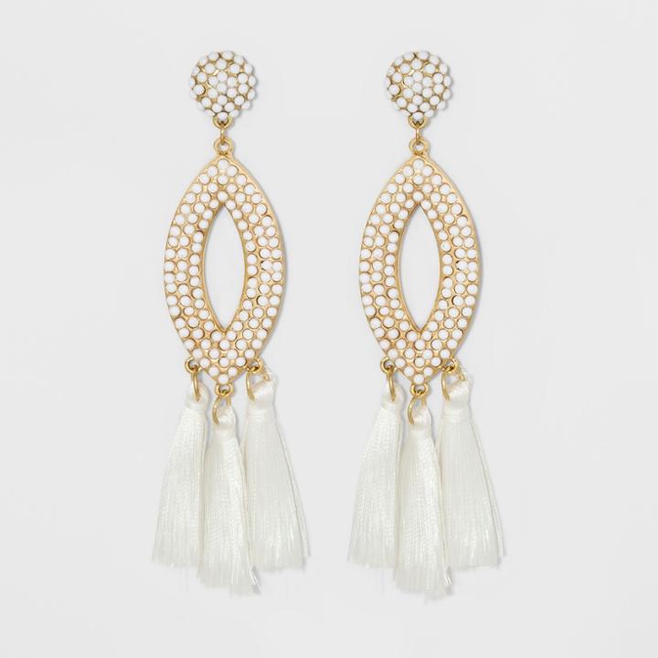 Sugarfix By Baublebar Mixed Media Drop Earrings With Tassels - White, Girl's