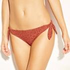 Women's Ribbed Texture Tie Side Cheeky Bikini Bottom - Xhilaration Spice Animal Print
