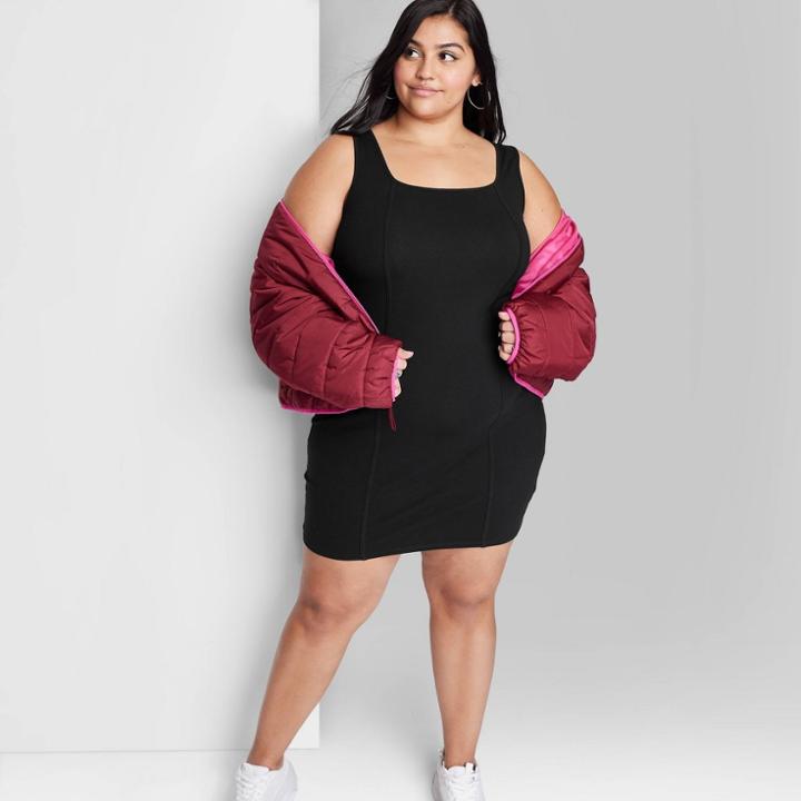 Women's Sleeveless Seamed Bodycon Dress - Wild Fable Black