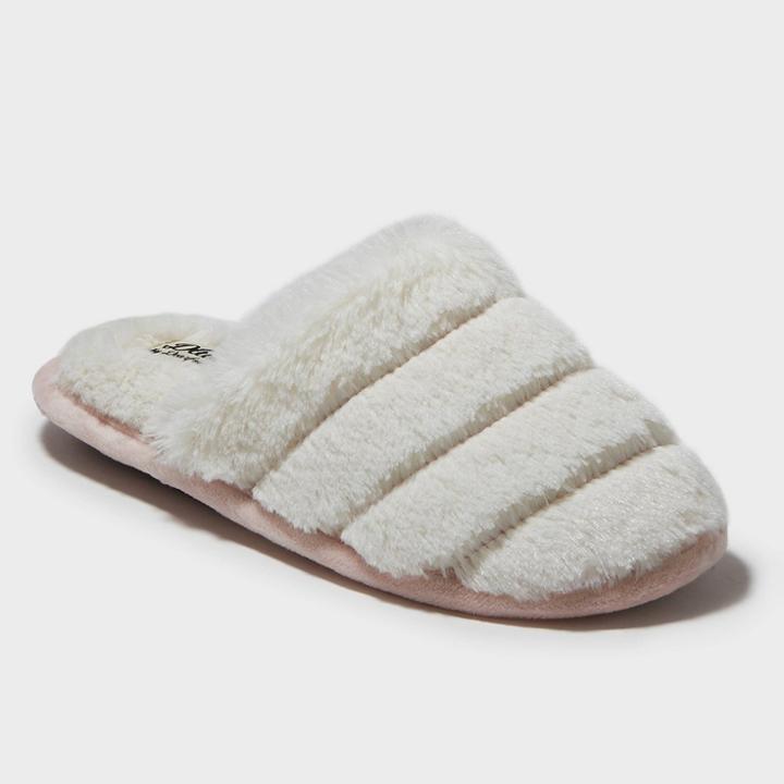 Women's Dluxe By Dearfoams Kaila Slide Slippers - Ivory L(9-10), Size: