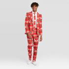 Tipsy Elves Men's Nordic Printed Ugly Holiday Suit Set - Red/green