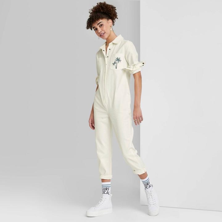 Women's Ascot + Hart Utility Long Sleeve Graphic Jumpsuit - Tan
