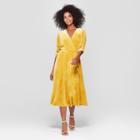 Women's Short Shirred Sleeve Midi Dress - Who What Wear Gold
