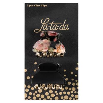La-ta-da Small Floral Claw Clips - 2pc, Girl's, Black