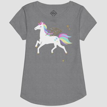 Girls' L.o.l. Vintage Rainbow Unicorn Short Sleeve T-shirt - Gray