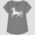 Girls' L.o.l. Vintage Rainbow Unicorn Short Sleeve T-shirt - Gray