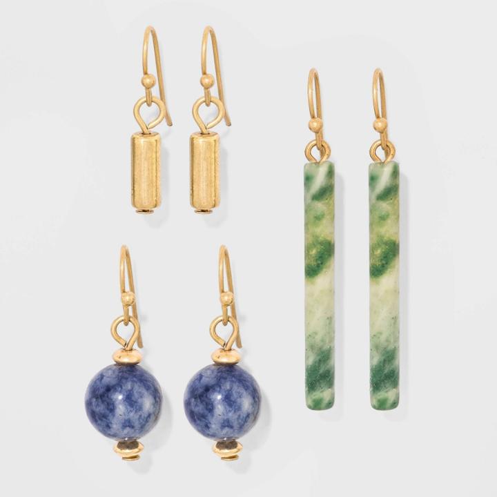 Target Semi Blue Lapis Trio Earrings - Universal Thread Blue/gold,
