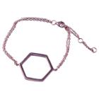 Zirconmania Women's Zirconite Sterling Bracelet With Polished Hexagon Double Link In Sterling Silver - Rosegold