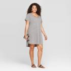 Women's Plus Size Short Sleeve Scoop Neck T-shirt Dress - Universal Thread Gray